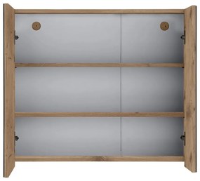 Стенен шкаф за баня с огледало от декор от дъб в естествен цвят 80x70 cm Wisla – Støraa