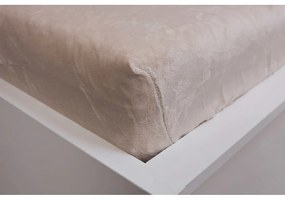 Кремав еластичен чаршаф от микрофланела 180x200 cm Basic – Jerry Fabrics