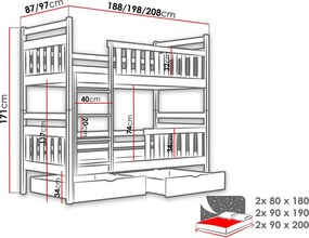 Двуетажно легло Monika-Бор-80 x 180