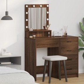 Sonata H Тоалетка за грим с LED светлини - Кафяв дъб - 50x41x135 см