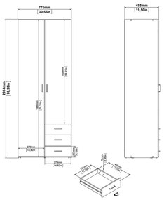 Бял гардероб 78x200 cm Space – Tvilum