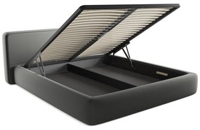 Сиво двойно тапицирано легло с място за съхранение и включена подматрачна рамка 180x200 cm Kiana – Makamii