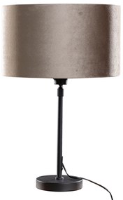 Лампа за маса черна с тапетарен абажур от кадифе 35см - Parte