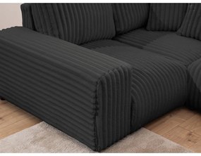 Тъмносив ъглов диван от рипсено кадифе (ляв ъгъл/U форма) Justin – Ropez