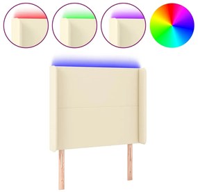3123848 vidaXL LED горна табла за легло, кремава, 93x16x118/128 см