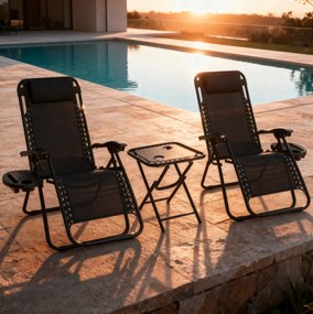 Комплект от 2 градински стола с маса - черен