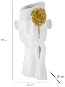 Бяла ваза от полирезин 27 cm Fiore - Mauro Ferretti