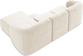 Бежов шенилов ъглов диван (десен ъгъл) Lani – Makamii