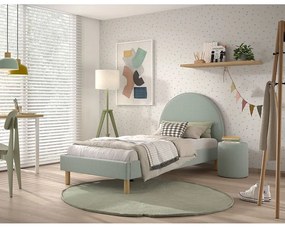 Зелено тапицирано единично легло с решетка 90x200 cm MOON - Vipack