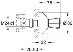 Exterior of switch Grohe Costa L-Diameter 7 cm.