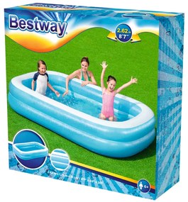 Bestway Семеен надуваем басейн, правоъгълен, 262x175x51 см, синьо-бял