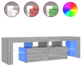822642 vidaXL ТВ шкаф с LED осветление, сив сонома, 140x36,5x40 см