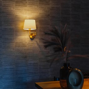 Стенна лампа бронз с бяла качулка и регулируема ръка - Ladas Deluxe