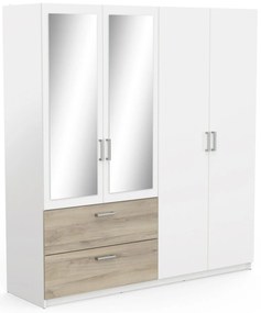 Гардероб Coben Четирикрилен-дъб - бял