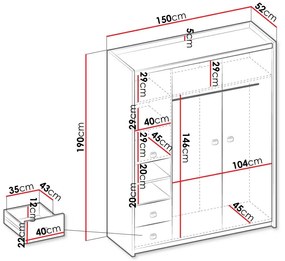 Гардероб Fargo 3D2S 3 врати