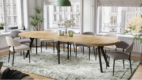 ЕКСПАНСО Дъб Артисан/черни крака - ГОЛЯМА КРЪГЛА МАСА Ø110 РАЗТЕГАТЕЛНА ДО 310 cm С КРАКА Y ЛОФТ/ИНДУСТРИАЛНА