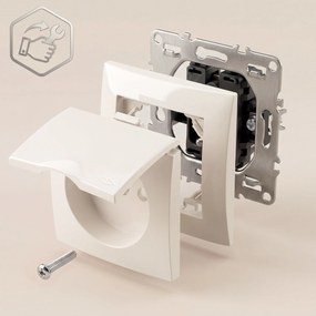 Единичен контакт със заземяване и капаче с рамка OSTE JNH005-G Beige