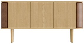 Нисък скрин с дъбов декор в светлокафяво-натурален цвят 150x75 cm Treasures - UMAGE