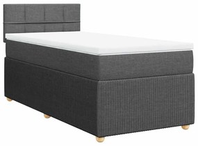 3287340 vidaXL Боксспринг легло с матрак, тъмносиво, 90x200 см, плат