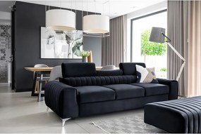 Антрацитен кадифен разтегателен диван 261 cm Laurence – ELTAP