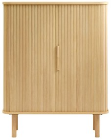 Шкаф в дъбов декор с плъзгащи се врати в естествен цвят 113x90 cm Cavo - Unique Furniture