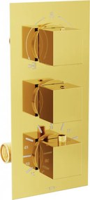 Mexen Cube термостатичен вана-душ смесител с 3 изхода, златен - 77503-50