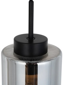 Висяща лампа в стил арт деко черна с опушено стъкло - Laura