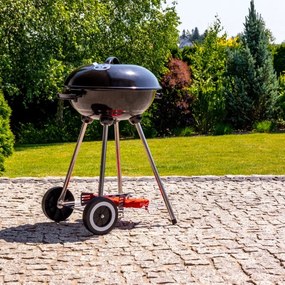 Сферична скара на дървени въглища с капак