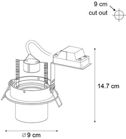 Комплект от 6 модерни вградени спота Gunmetal GU10 50mm кръгли с наклон - Installa