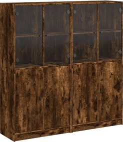 3206528 vidaXL Библиотека с врати опушен дъб 136x37x142 см инженерно дърво