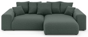 Тъмнозелен разтегателен ъглов диван с място за съхранение (променлив) Luma – Ropez