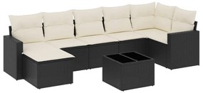 3251623 vidaXL Градински комплект диван с възглавници 8 части черен полиратан