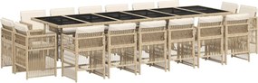 3211066 vidaXL Градински комплект с възглавници 17 части бежов полиратан