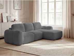 Сив сгъваем/с място за съхранение ъглов диван от прежда с примки от букле (десен ъгъл) Montaigne – Bobochic Paris