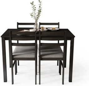 Комплект ТОРИНО маса + 4 стола Черно/Светло сиво (тъкан Савана 21) - ДЪРВЕН КОМПЛЕКТ ЗА КУХНЯ/ТРАПЕЗАРИЯ