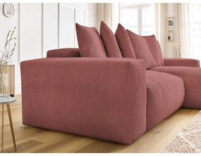Розов сгъваем/с място за съхранение ъглов диван от рипсено кадифе Voltaire – Bobochic Paris