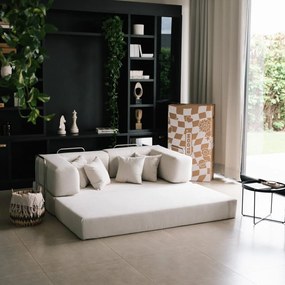 Бежов сгъваем диван от прежда с примки от букле 180 cm Bloom – TemaHome