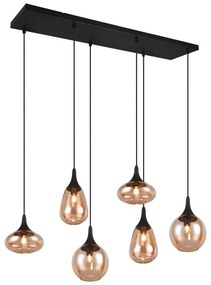 Черно-оранжева висяща лампа със стъклен абажур Lumina - Trio