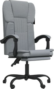 349794 vidaXL Накланящ се офис стол светлосиво плат