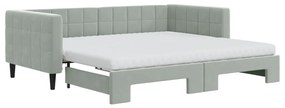 3196728 vidaXL Канапе с изтеглящо легло и матраци светлосиво 90x190 см кадифе