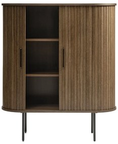 Кафяво шкафче от декор от дъб с плъзгащи се врати 100x118 cm Nola – Unique Furniture