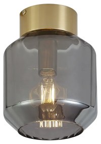 Модерна таванна лампа месинг с димно стъкло - Stiklo