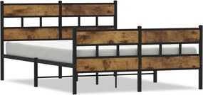 3308464 vidaXL Метална рамка за легло, без матрак, опушен дъб, 150x200 см
