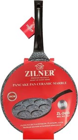 Тиган за палачинки с личица ZILNER ZL 2410, 26 см, 7 различни форми, Мраморно покритие, Черен