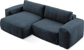 Тъмносин шенилов сгъваем ъглов диван (ляв ъгъл) Kuki – Makamii