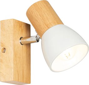 Ръстична стенна лампа дърво с бяла регулируема - Thorin