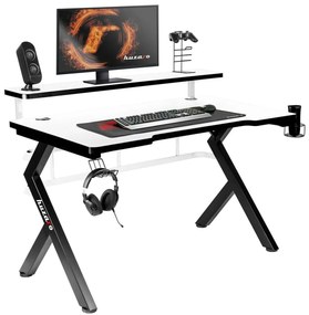 Бюро Gaming Huzaro HZ-Hero 5.0 White Бял Черен Подложка от Въглеродни Влакна 120 x 60 cm