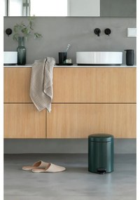 Кош за боклук с педал Brabantia NewIcon 1003199, 5 л, Плавно затваряне, Противоплъзгаща основа, Тъмнозелен