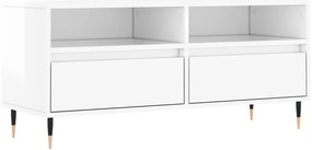 831230 vidaXL ТВ шкаф бял гланц 100x34,5x44,5 см инженерно дърво