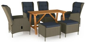 3068787 vidaXL Градински трапезен комплект, 7 части, кафяв